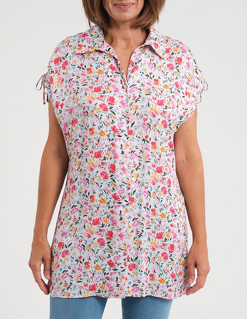 Blusa camisera Punt Roma manga corta para mujer