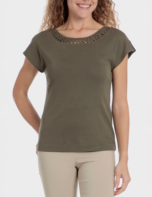 Playera manga corta Punt Roma cuello redondo para mujer