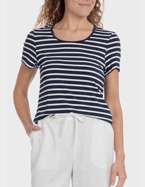 Playera manga corta Punt Roma cuello redondo para mujer