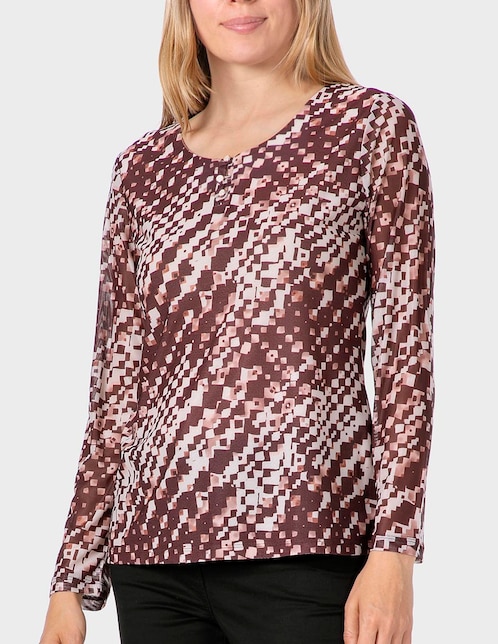 Playera manga larga Punt Roma cuello redondo para mujer