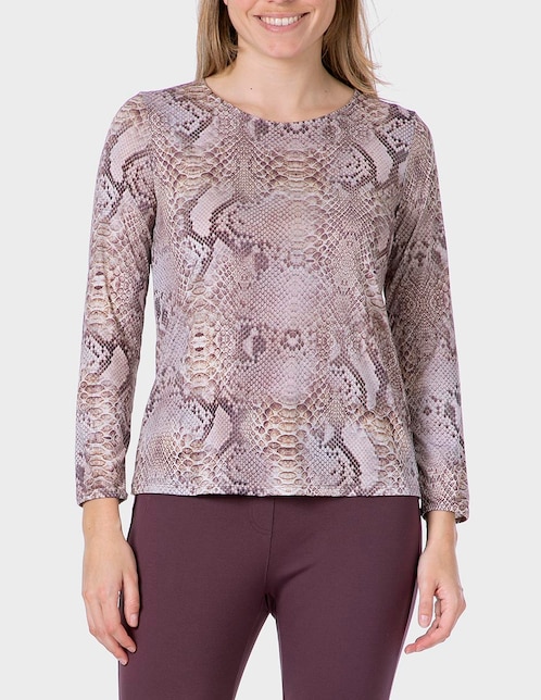 Playera manga larga Punt Roma cuello redondo para mujer