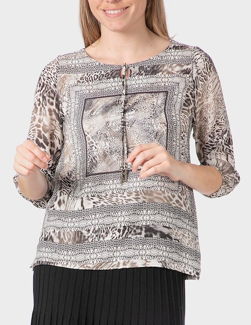 Blusa Punt Roma manga al codo para mujer