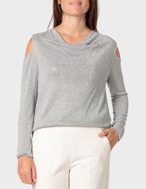 Playera manga larga Punt Roma cuello redondo para mujer