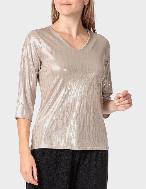 Playera manga 3/4 Punt Roma cuello v para mujer