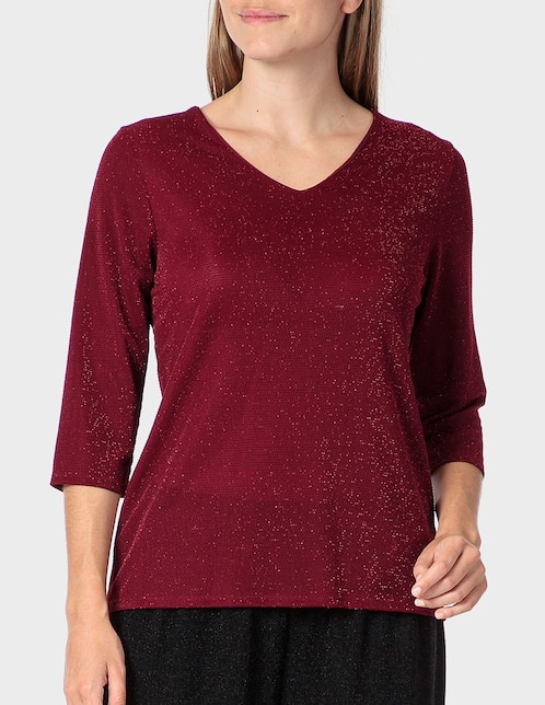 Playera manga 3/4 Punt Roma cuello v para mujer