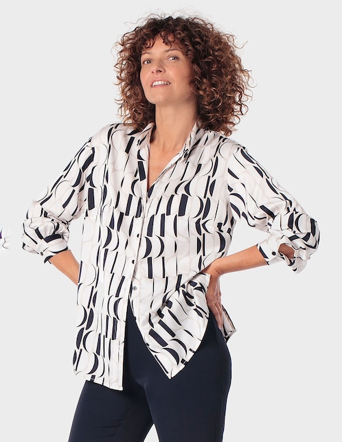 Blusa camisera Punt Roma manga larga para mujer