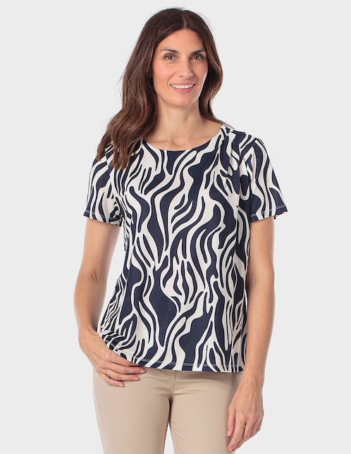 Blusa manga corta Punt Roma cuello redondo para mujer