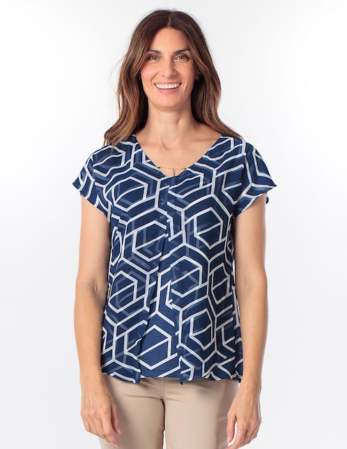 Blusa manga corta cuello V para mujer 1