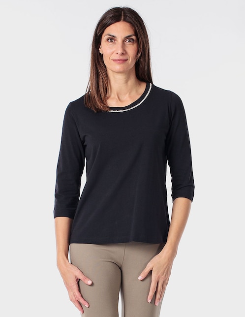 Playera manga 3/4 cuello redondo para mujer 1