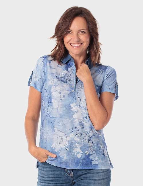 Playera manga corta Punt Roma cuello polo para mujer