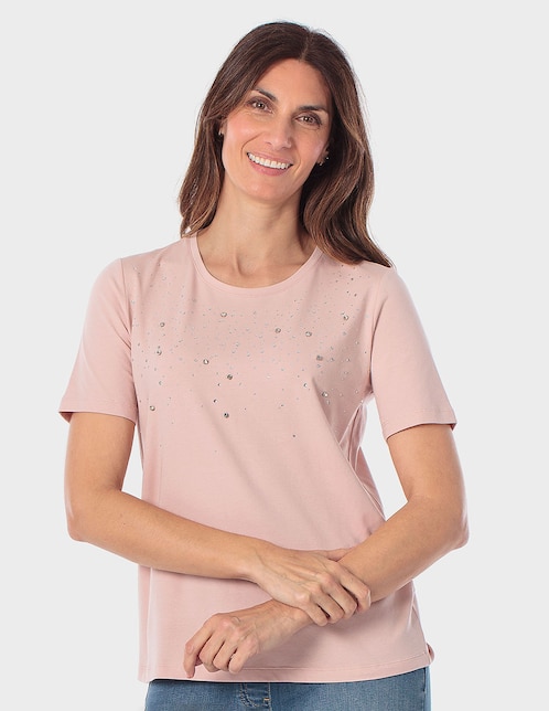 Playera manga corta cuello redondo para mujer 1