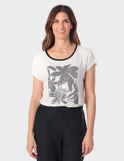 Playera manga corta Punt Roma cuello redondo para mujer