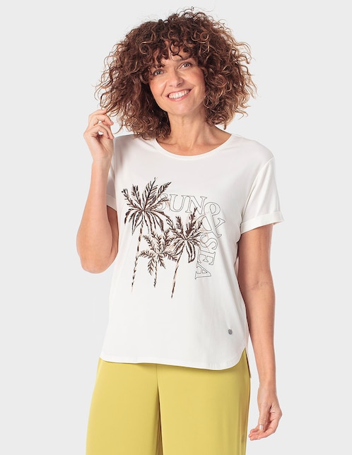 Playera manga corta Punt Roma cuello redondo para mujer