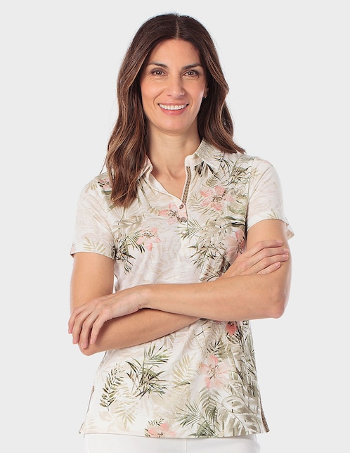 Playera manga corta Punt Roma cuello V para mujer