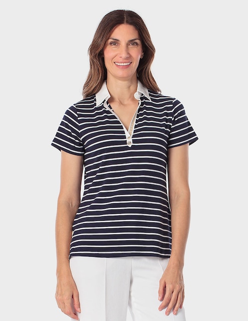 Playera manga corta Punt Roma cuello V para mujer