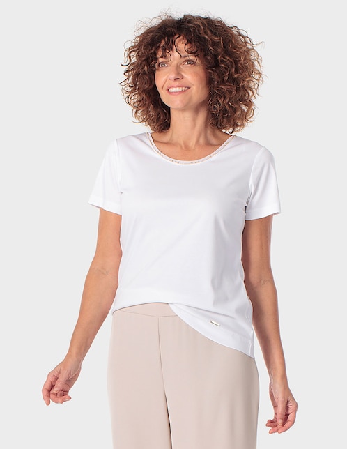 Playera manga corta Punt Roma cuello redondo para mujer