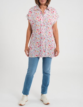 Blusa camisera Punt Roma manga corta para mujer