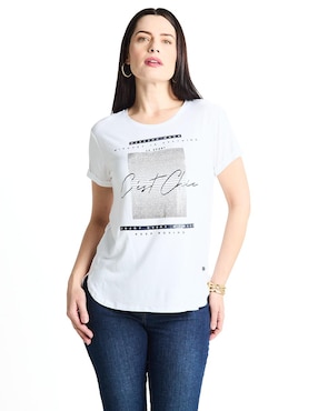 Playera Manga Corta Punt Roma Cuello Redondo Para Mujer