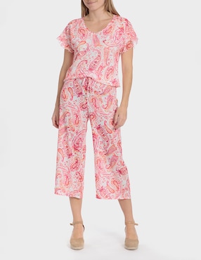 Pantalón capri Punt Roma amplio para mujer