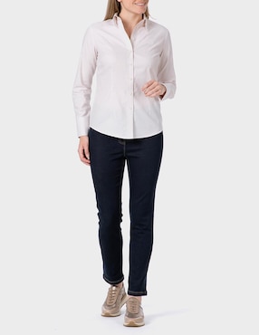 Blusa camisera Punt Roma manga larga para mujer