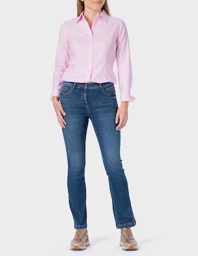 Blusa camisera Punt Roma manga larga para mujer