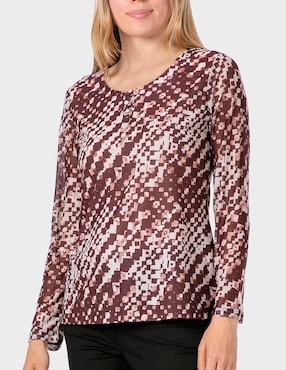 Playera manga larga Punt Roma cuello redondo para mujer