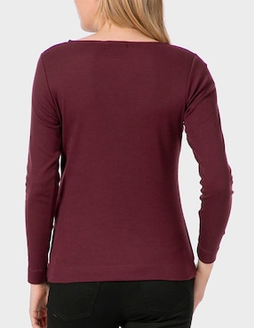 Playera manga larga Punt Roma cuello V para mujer