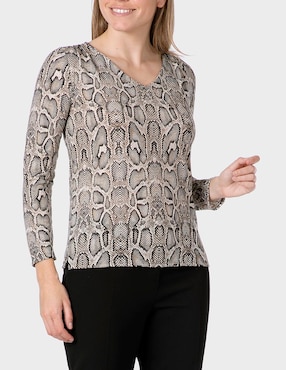 Playera manga 3/4 Punt Roma cuello V para mujer