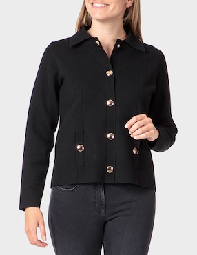 Suéter punt roma cuello camisero para mujer