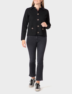 Suéter punt roma cuello camisero para mujer