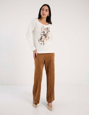 Playera manga larga Punt Roma cuello redondo para mujer