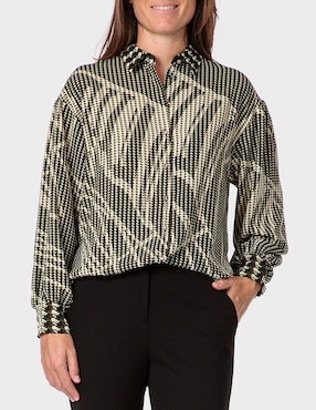 Blusa camisera Punt Roma manga larga para mujer
