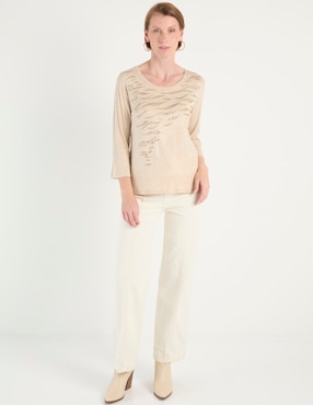 Playera manga 3/4 Punt Roma cuello redondo para mujer