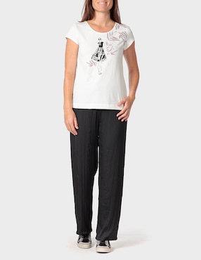 Pantalón plisado Punt Roma straingt para mujer