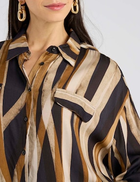 Blusa camisera Punt Roma manga larga para mujer
