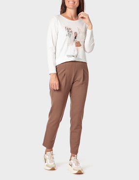 Playera manga larga Punt Roma cuello redondo para mujer
