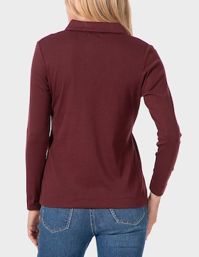 Playera manga larga Punt Roma cuello camisero para mujer