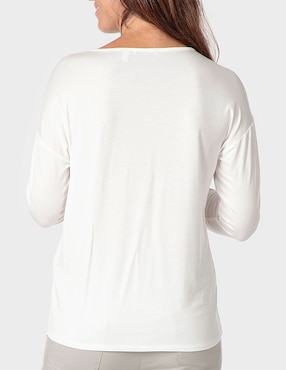Playera manga larga Punt Roma cuello redondo para mujer