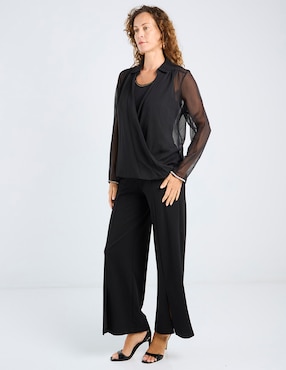 Blusa camisera Punt Roma manga larga para mujer