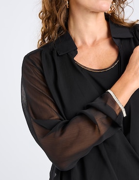 Blusa camisera Punt Roma manga larga para mujer