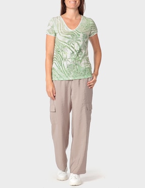 Playera manga corta Punt Roma cuello V para mujer