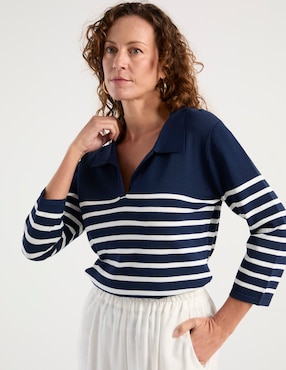 Suéter Punt Roma cuello polo para mujer