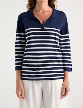 Suéter Punt Roma cuello polo para mujer