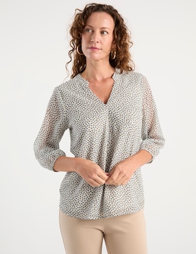 Blusa manga 3/4 Punt Roma cuello V para mujer