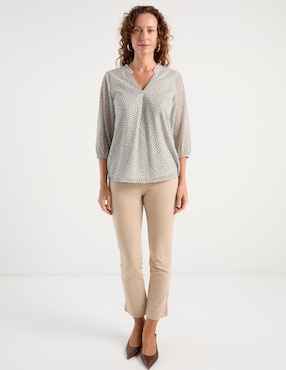 Blusa manga 3/4 Punt Roma cuello V para mujer