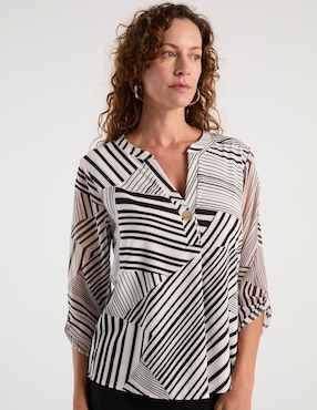Blusa manga 3/4 Punt Roma cuello V para mujer