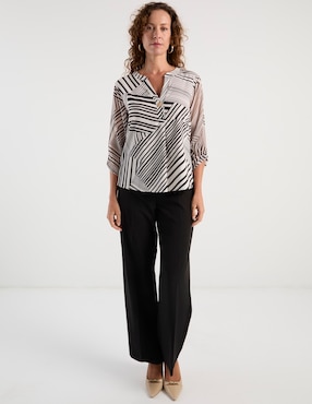 Blusa manga 3/4 Punt Roma cuello V para mujer
