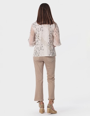 Blusa manga 3/4 Punt Roma cuello con amarre para mujer