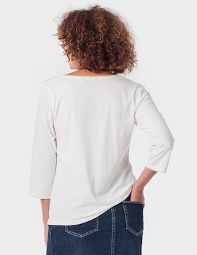 Playera manga 3/4 Punt Roma cuello redondo para mujer
