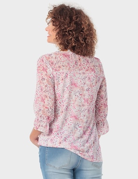 Blusa manga 3/4 Punt Roma cuello con amarre para mujer